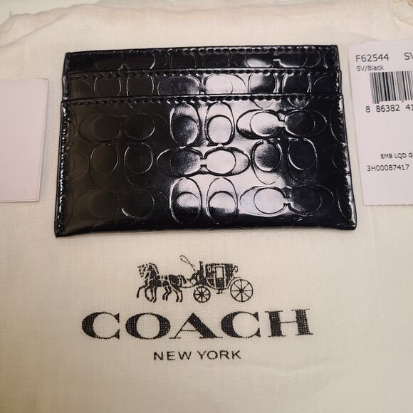 Coach Handbags - Coach patent black leather ID holder NWT